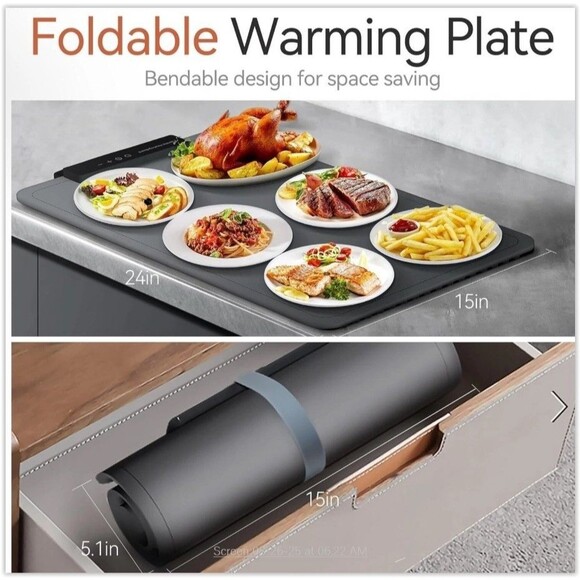 Portable Electric Silicone Food Warming Mat with Child safety Lock, Color Blue - Picture 4 of 16